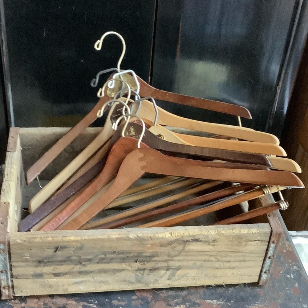 8 Vintage Wooden Mens Suit Hangers